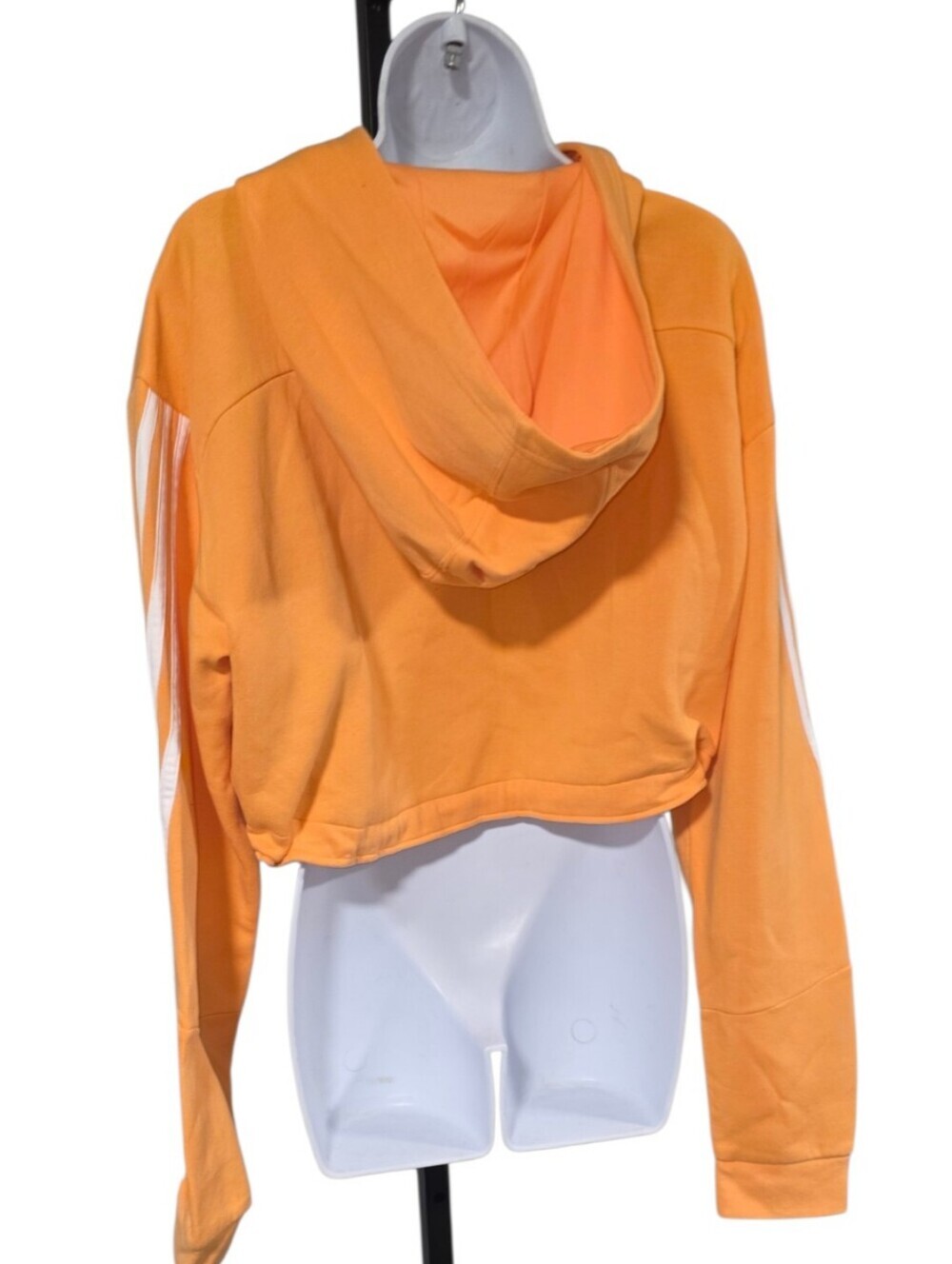 ADIDAS Women’s Hazy Orange Cropped Hoodie 3-Stripe Pullover Size XL - Picture 3 of 3